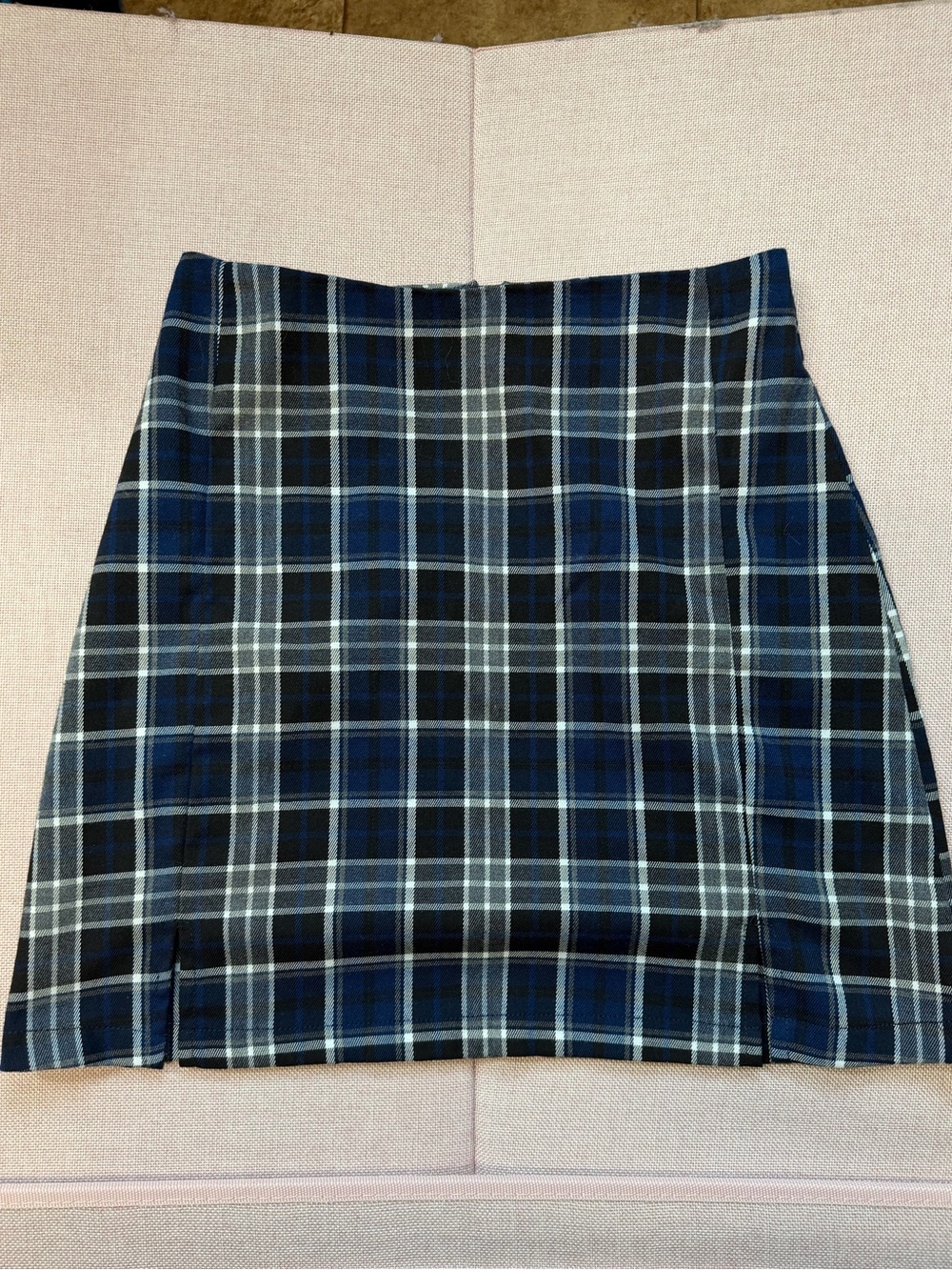 Brandy Melville Blue & Black Plaid Mini Skirt